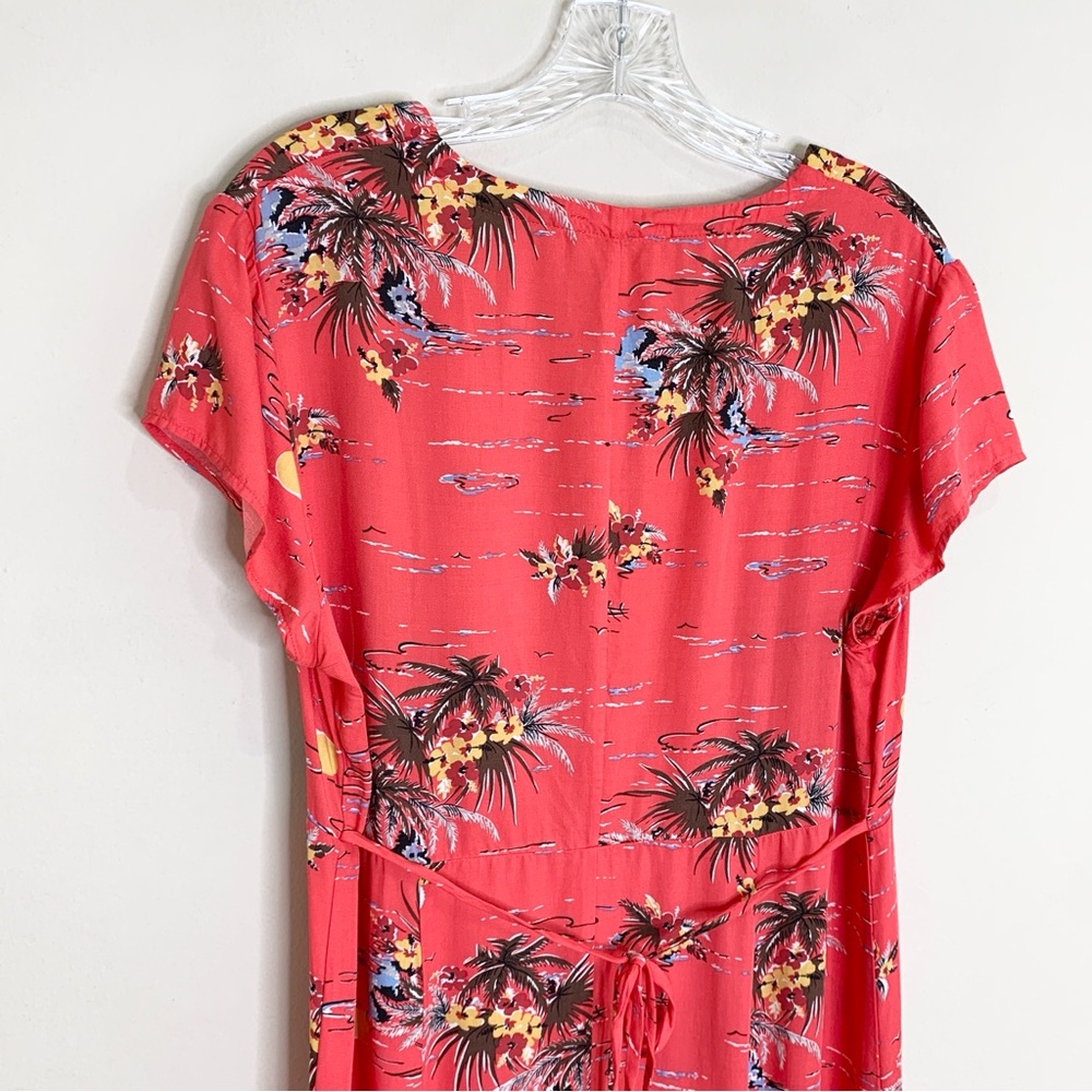 Reformation Denise Midi Dress (Sz XL) Button Down Tencel Red Fiji Print - Picture 10 of 15